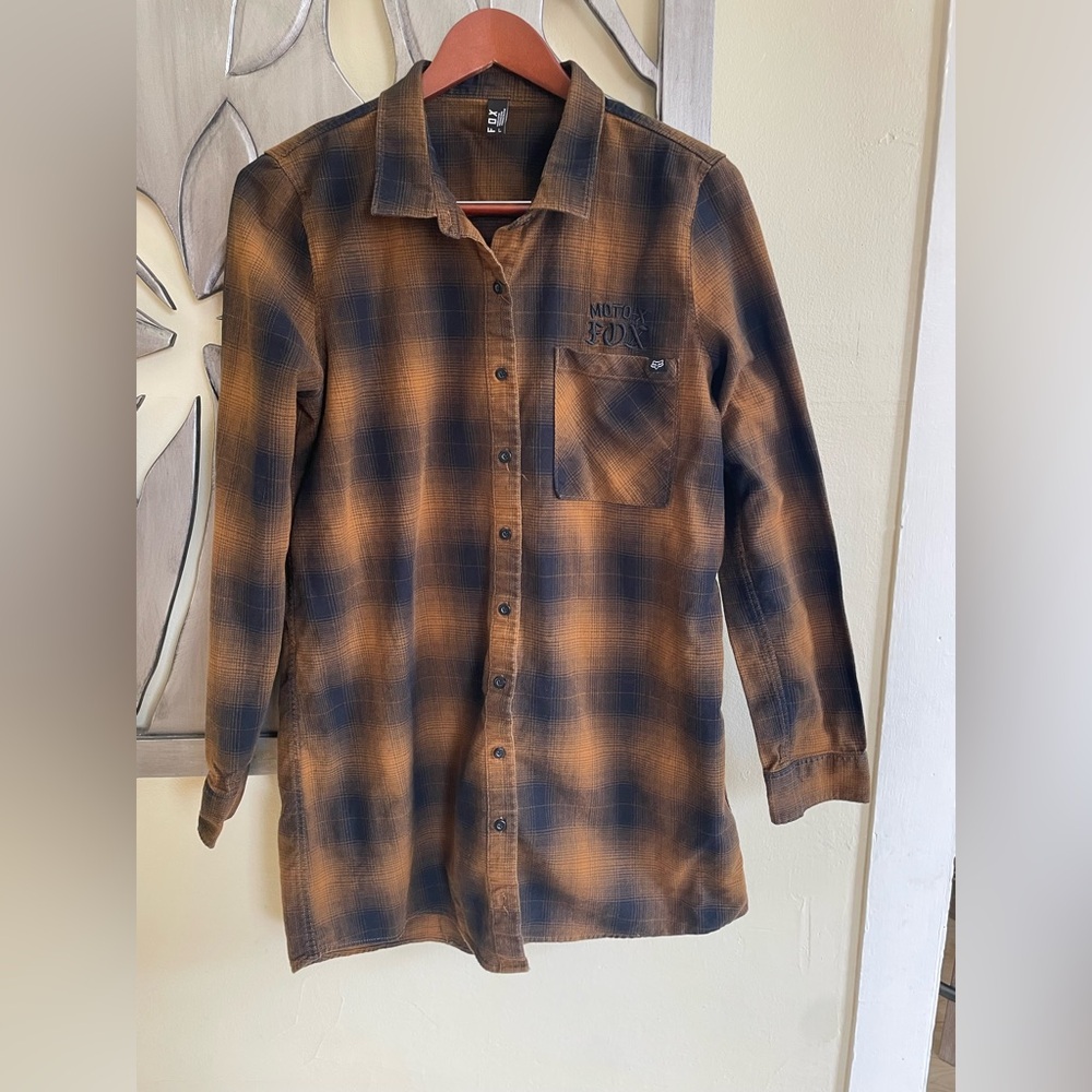 Plaid Button-Up Shirt in Brown and Black